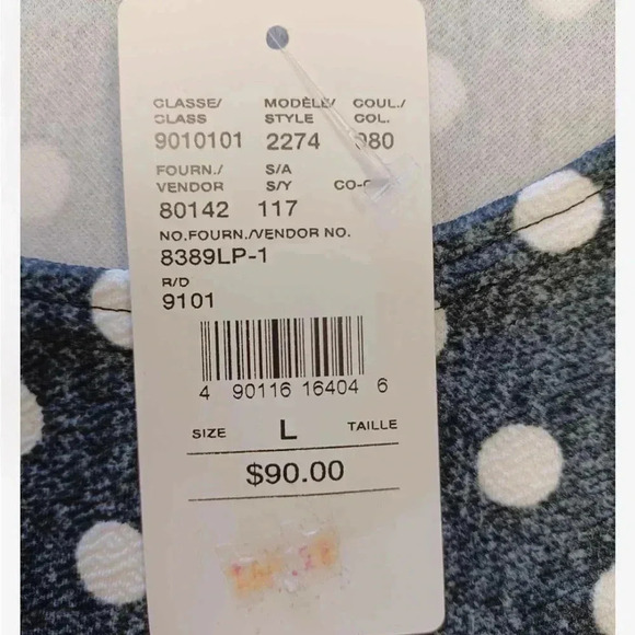 Vamp By Laura Blue  White Polka Dot Short Sleeve Mini Dress Size Large - Picture 5 of 7